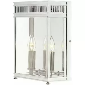 Image of Outdoor IP44 2 Bulb Flush Light Low Ceiling Polished Chrome LED E14 60W