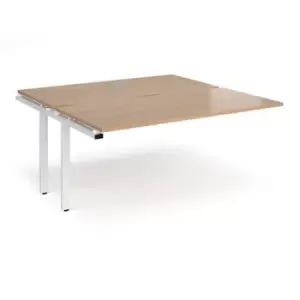 Image of Bench Desk Add On Rectangular Desk 1600mm With Sliding Tops Beech Tops With White Frames 1600mm Depth Adapt