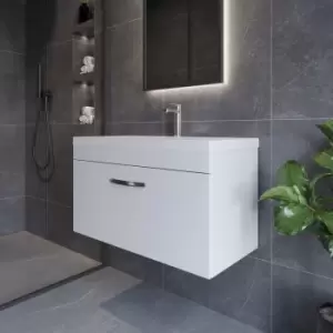 Image of Nuie - Athena Wall Hung 1-Drawer Vanity Unit with Basin-3 800mm Wide - Gloss White