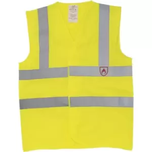 Image of Yoko Flame-Retardant Hi-Vis Sleeveless Waistcoat (M) (Yellow) - Yellow