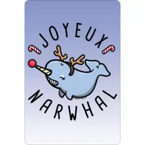 image of Greet Tin Card Joyeux Narwhal Christmas Plaque (One Size) (Blue)