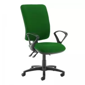 image of Senza extra high back operator chair with fixed arms - Lombok Green