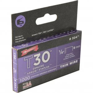 image of Arrow T30 Staples 6mm Pack of 1000