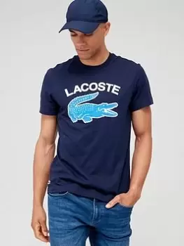 Image of Mens Lacoste SPORT Classic Fit Zip Tennis Sweatshirt Size 8 - 3XL Navy Blue / Green / White