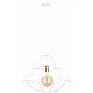 image of Keter Kira Wire Frame Pendant Ceiling Light White, Gold, 52cm, 1x E27