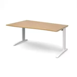 Image of Office Desk Left Hand Wave Desk 1600mm Oak Top With White Frame TR10