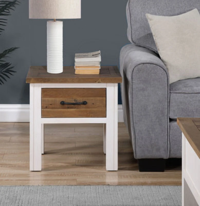 Image of Baumhaus Splash Of White - Lamp Table With Drawer