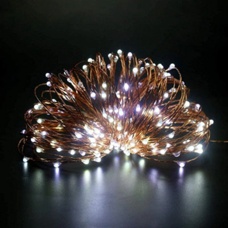 Image of Shatchi 20 Leds Gold Wire With Cool White Leds Copper Wire Indoor Battery Operated Stringlights