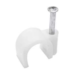 Image of BQ White 4mm Round Cable Clips Pack of 100