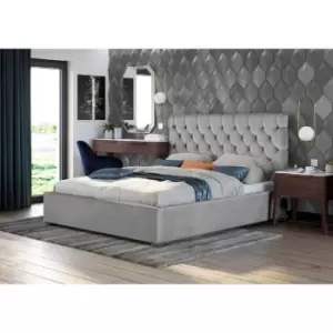 Image of Rosiana Bed King Plush Velvet Silver