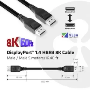 Image of club3D DisplayPort Cable DisplayPort plug, DisplayPort plug 5m Black CAC-1061 Ultra HD (8K) DisplayPort cable