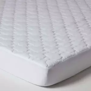 Image of HOMESCAPES Luxury Triple Fill Mattress Protector, Single - White