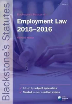 Image of Blackstones Statutes on Employment Law 2015-2016 by Richard Kidner Paperback