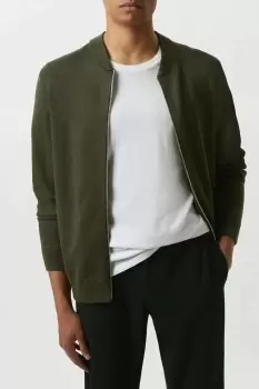 Image of Mens Premium Khaki Knitted Bomber Jacket
