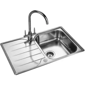 image of Michigan Stainless Steel Reversible 1 Bowl Inset Kitchen Sink Sinks - Rangemaster