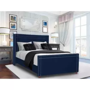 Image of Cubica Bed King Plush Velvet Blue