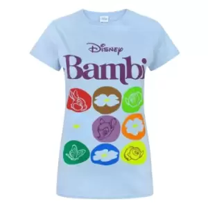 image of Disney Womens/Ladies Bambi Motif T-Shirt (Large) (Blue)