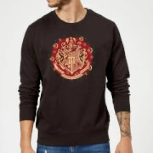 Image of Harry Potter Hogwarts Christmas Crest Sweatshirt - Black - M