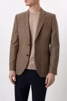 Image of Mens Slim Fit Neutral Dogtooth Blazer