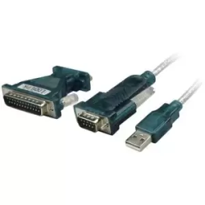 image of LogiLink USB 2.0 Cable [1x USB 2.0 connector A - 1x D-SUB-plug 9-pin, D-SUB plug 25-pin] UA0042A