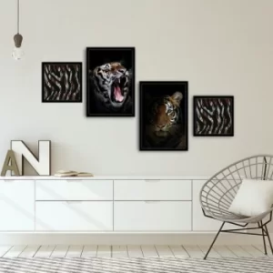 Image of 4PSCT-12 Multicolor Decorative Framed MDF Painting (4 Pieces)