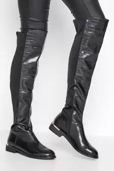 Image of Knee High 50/50 Faux Leather Croc Boots