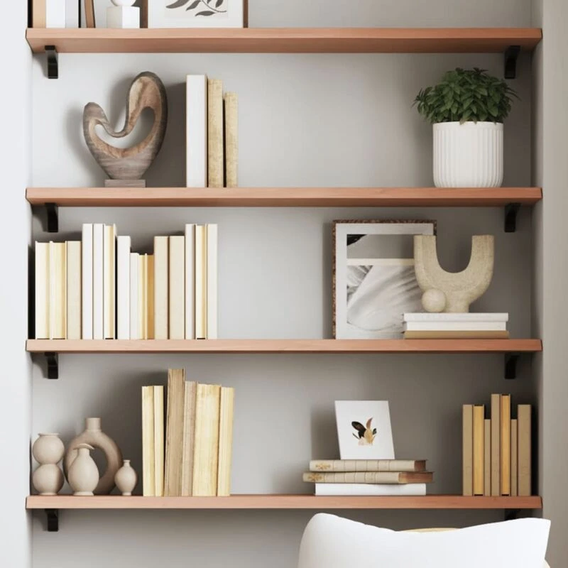 Image of Vidaxl Wall Shelf Light Brown 100X30X2cm Treated Solid Wood Oak, Brown 363680