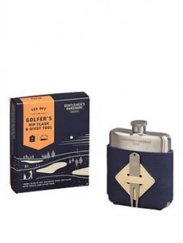 image of Gentlemen'S Hardware Golfers Hip Flask and Divot Tool