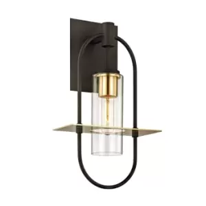 image of Smyth 1 Light Wall Dark Bronze And Brushed Brass, Glass, IP44