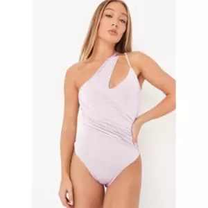 Missguided Shoulder Asym Cut Out Bodysuit - Purple