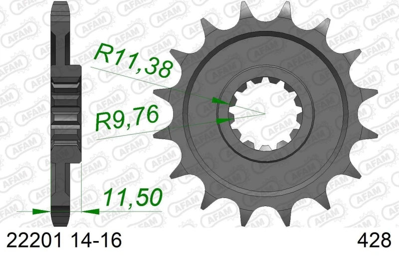 Image of AFAM Steel Standard Front Sprocket 22201 - 428