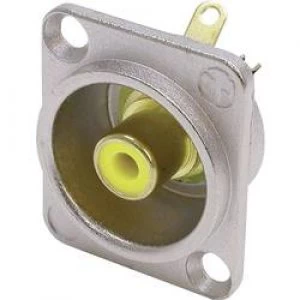 Image of RCA connector Sleeve socket straight pins Number of pins 2 Silver Yellow Neutrik NF2D4
