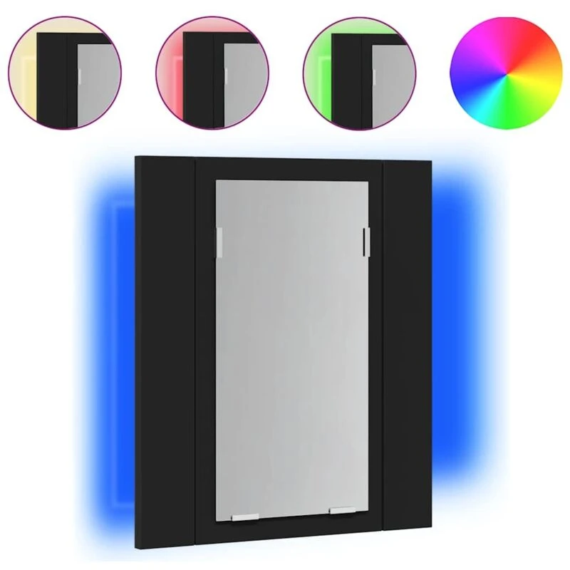 Image of VIDAXL LED Bathroom Mirror Cabinet Black 40x12x45cm Acrylic Vidaxl 8720286221341