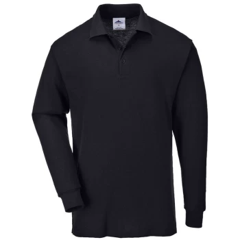 Portwest B212BKRL - sz L Genoa Long Sleeved Polo Shirt Workwear - Black