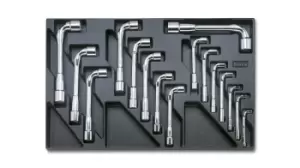 image of Beta Tools T75 16pc Dbl End Offset Hex Socket Wrench Set in Tray for Roller Cabs