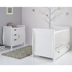 image of Obaby Stamford Classic Sleigh 2 Piece Room Set - White