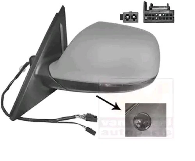 Image of VAN WEZEL 0380817 Wing mirror * HAGUS * Left, with memory, primed Outside Mirror (50)