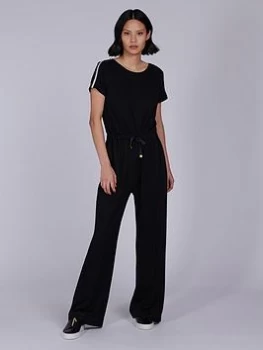 Image of Barbour International Chequer Jersey Jumpsuit - Black, Size 10, Women