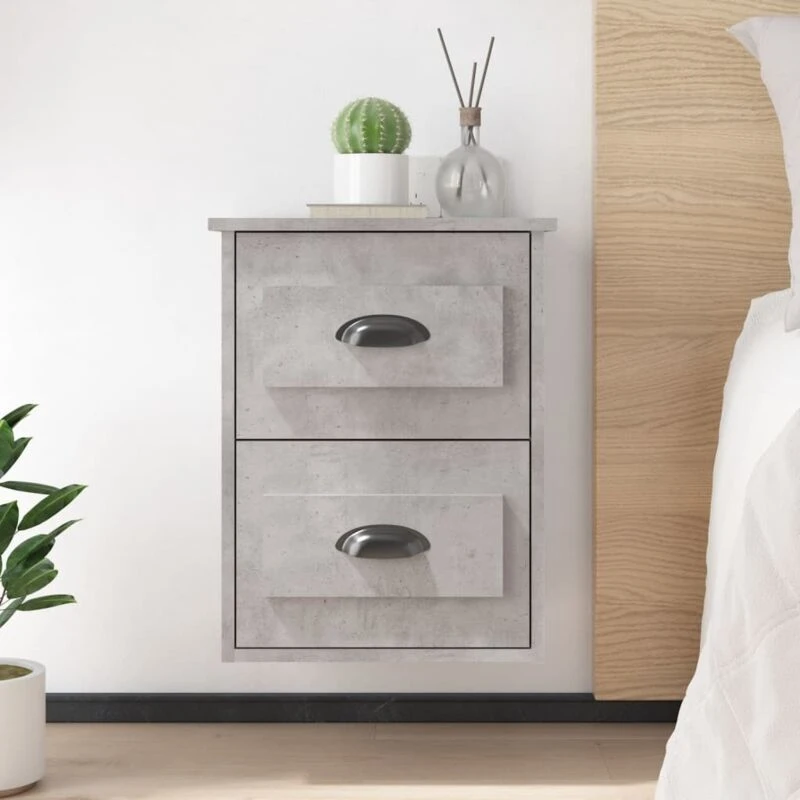 Image of VIDAXL Wall-mounted Bedside Cabinet Concrete Grey 41.5x36x53cm Vidaxl 8720845792909