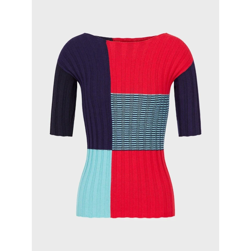 Image of Emporio Armani Geometric Sweater in Ribbed Knit Red female XS