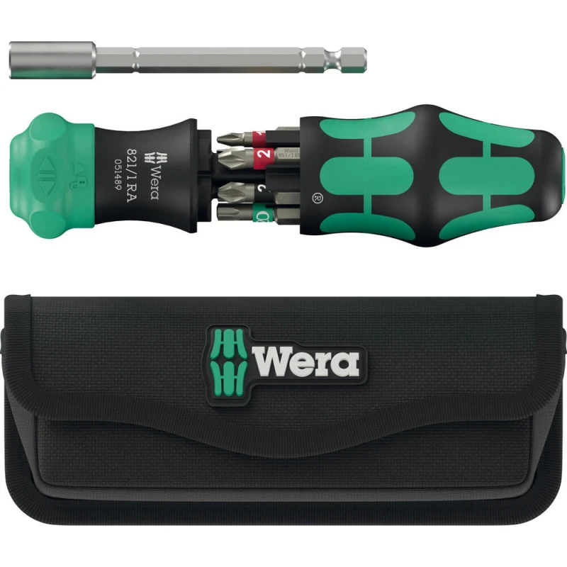 Image of Wera Kraftform Kompakt 6 Piece 28 RA Ratchet Screwdriver Set and Pouch 5051520001