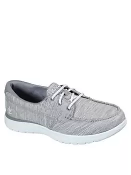 Image of Skechers On-the-go Flex Ashore Boat Shoes, Grey, Size 3, Women