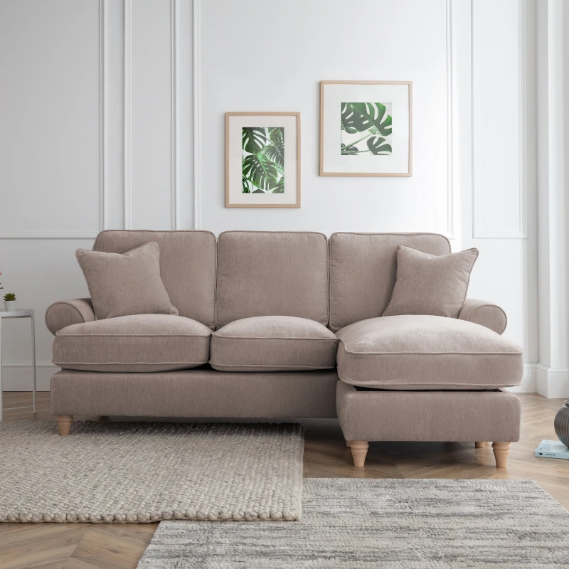 Image of The Great Sofa Company Ezra Right Hand Chaise Sofa Manhattan Putty in Taupe Unisex