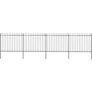 image of Garden Fence with Spear Top Steel 6.8x1.5 m Black vidaXL - Black