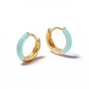 Image of Turquoise Huggie Hoop 18ct Gold Plated Earrings EE09_GP