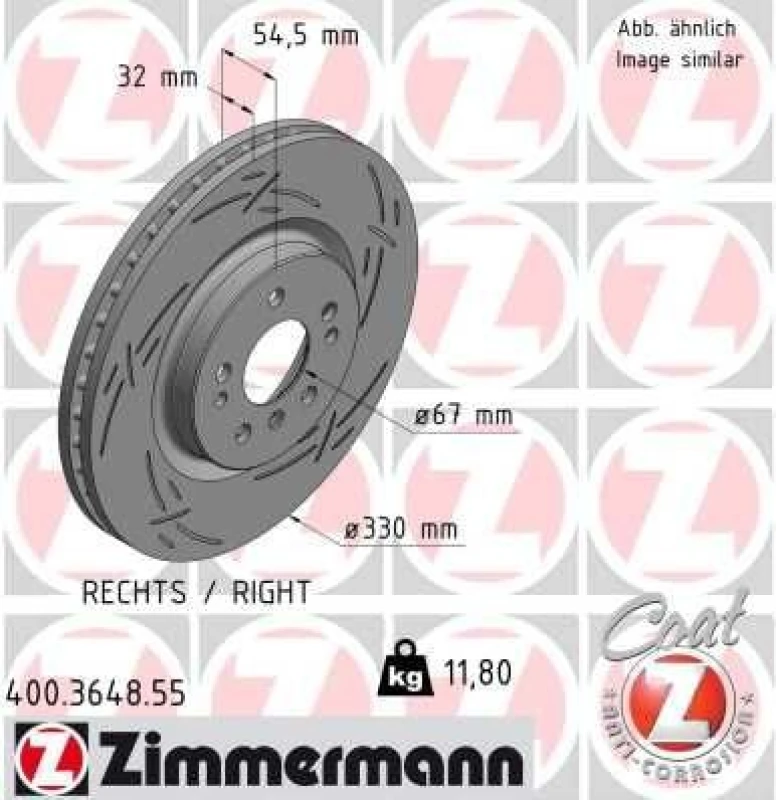 Image of ZIMMERMANN Brake disc ZIMMERMANN 400.3648.55