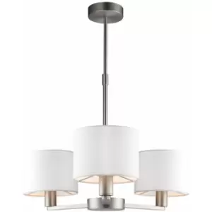Image of Ceiling Pendant Light Matt Nickel & Vintage White Fabric 3 x 40W E14 e10095