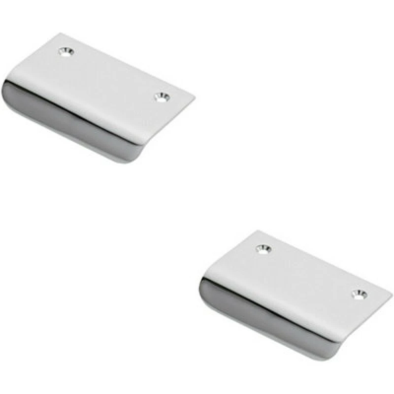 Image of Loops 2x Semi Concealed Cabinet Finger Pull Handle 52mm Fixing Centres Polished Chrome Multi unisex