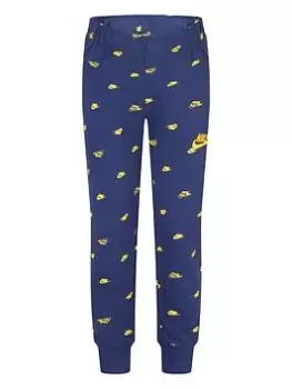 Image of Nike Kids Boys AOP Club Seasonal Jogging Bottoms - Dark Blue, Dark Blue, Size 2-3 Years