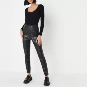 image of Missguided Faux Leather Trousers - Black